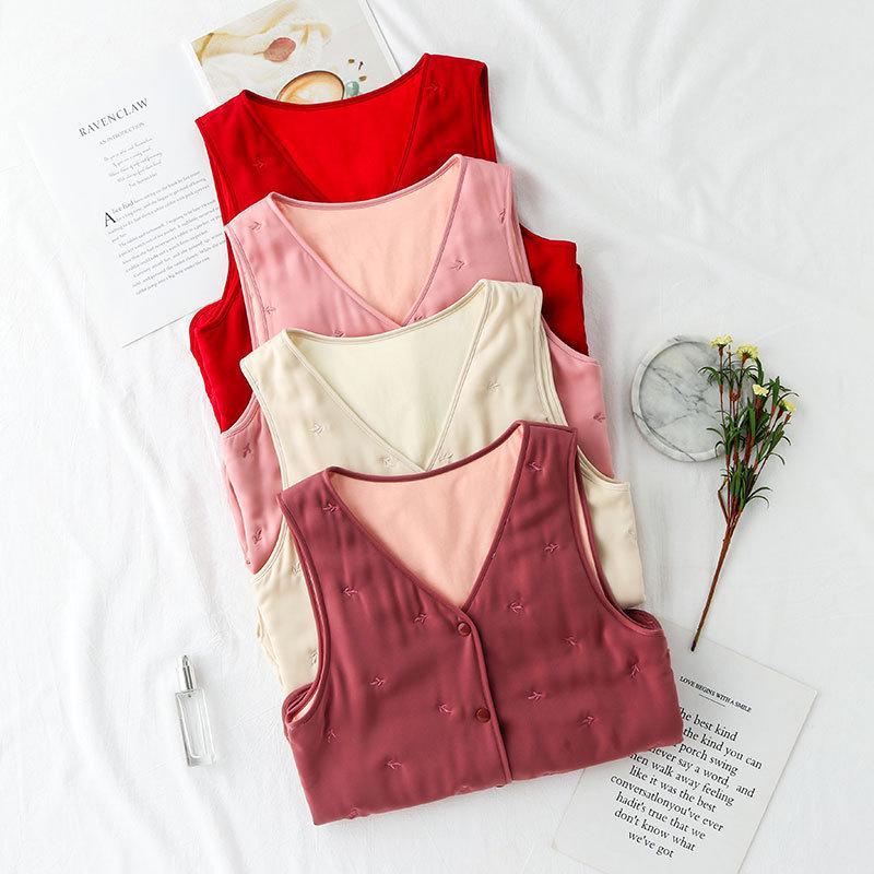Haosangyuan Warm Mulberry Silk Embroidered Vest for Autumn and Winter