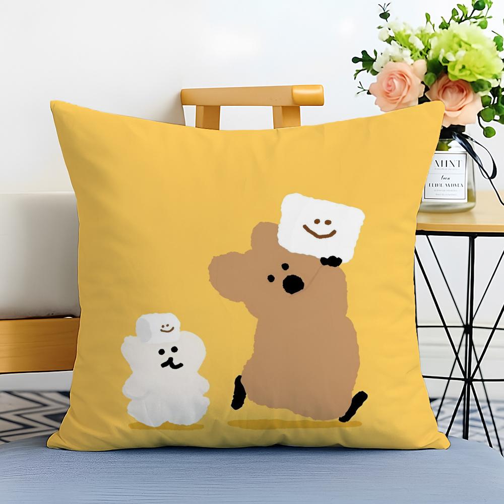 Korean Stationery DDinotaeng Cushion Cover Washable Linen Comfort Soft  for Sofa Bed Cozy Home Room Decor