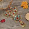 Western Jewelry Set Ethnic Vintage Imitation Turquoise Coin Tassel Necklace Earrings for Women Party Accessories