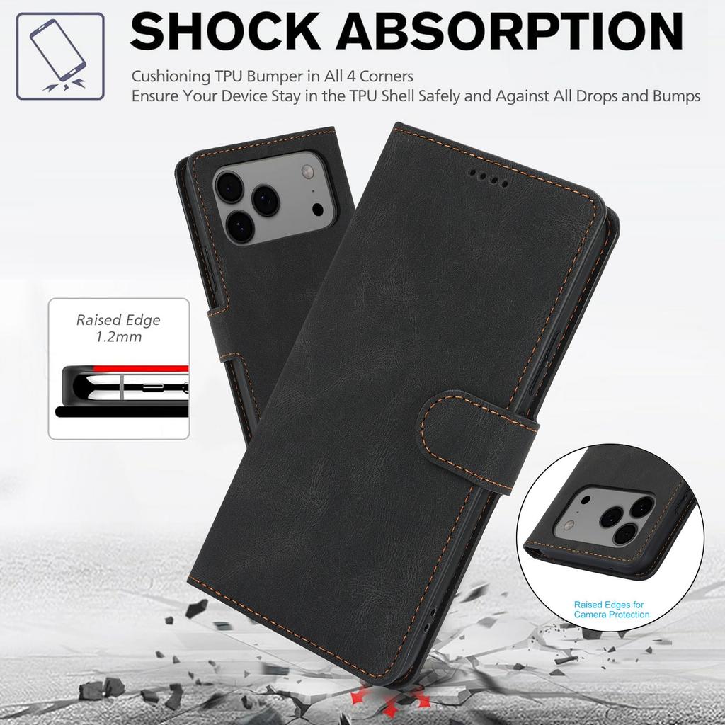 For iPhone 17 Pro Case PU Leather Phone Cover with Wallet Stand