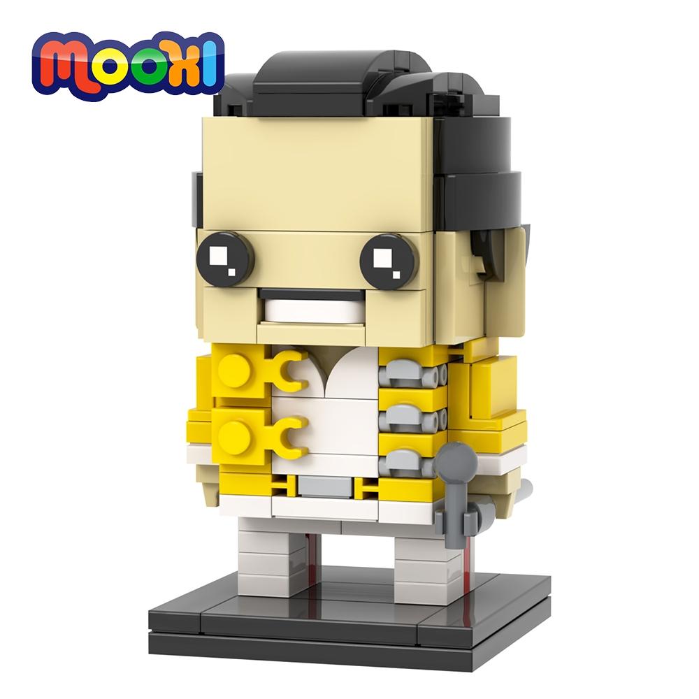 MOOXI Queen Freddie Mercury 159Pcs MOC Brick Star Singer BrickHeaded Building Block Kids Toys For Children Birthday Gift MOC7166