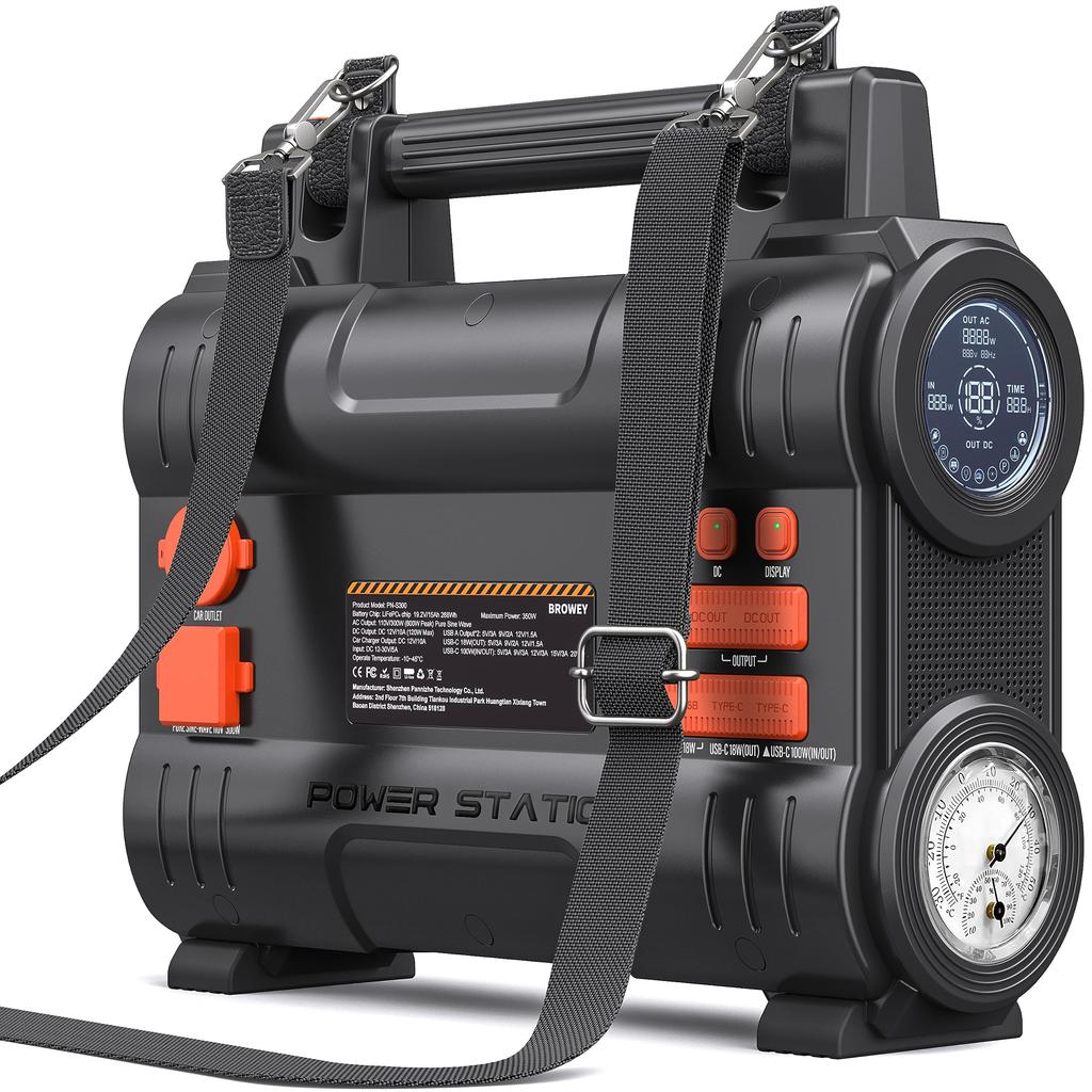 BROWEY Portable Power High Capacity Lithium Iron Phosphate AC 300W 100W Fast Temperature and Humidity PSE Pure Sine BMS Backup Power Ideal for Car