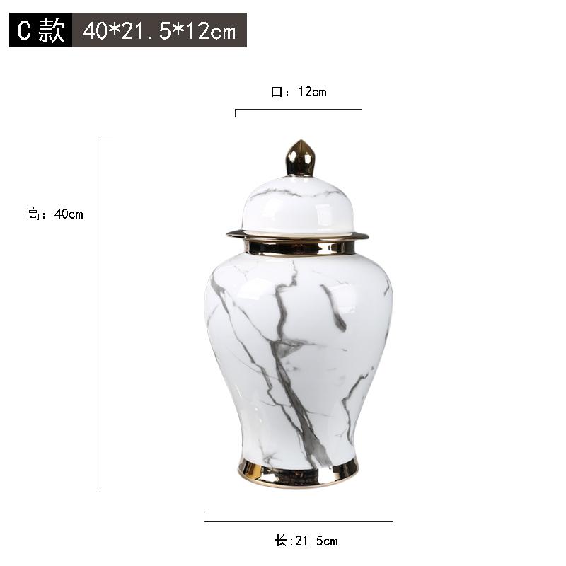 Chinese Style Light Luxury Imitation Marble Ceramic Storage Jar Vase Decoration Living Room Desktop Decoration Home Decoration
