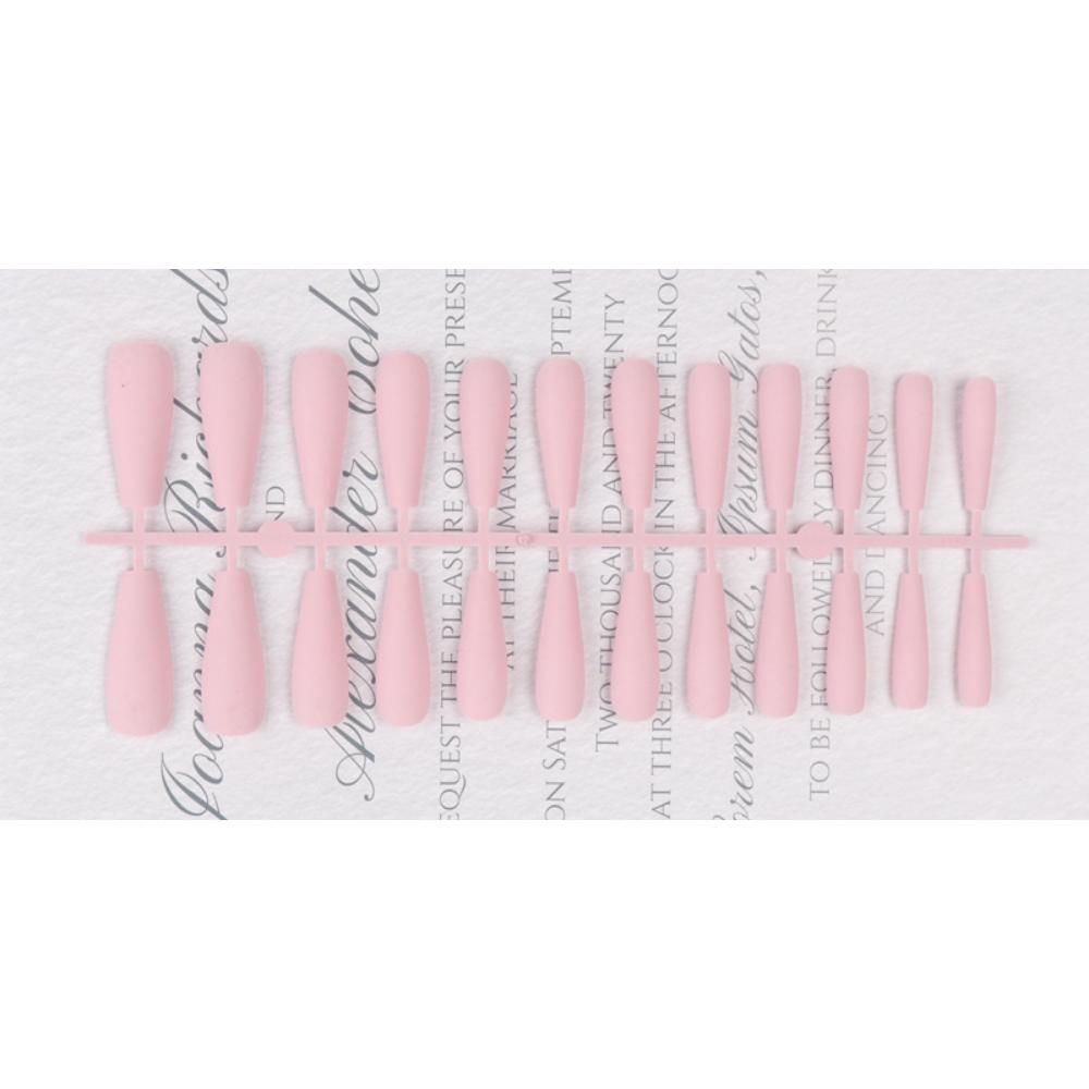24pcs/set DIY Quick Nails Lengthened Ballet Matte T-shaped False Nails Multi-color Strips Finished Wear Manicure