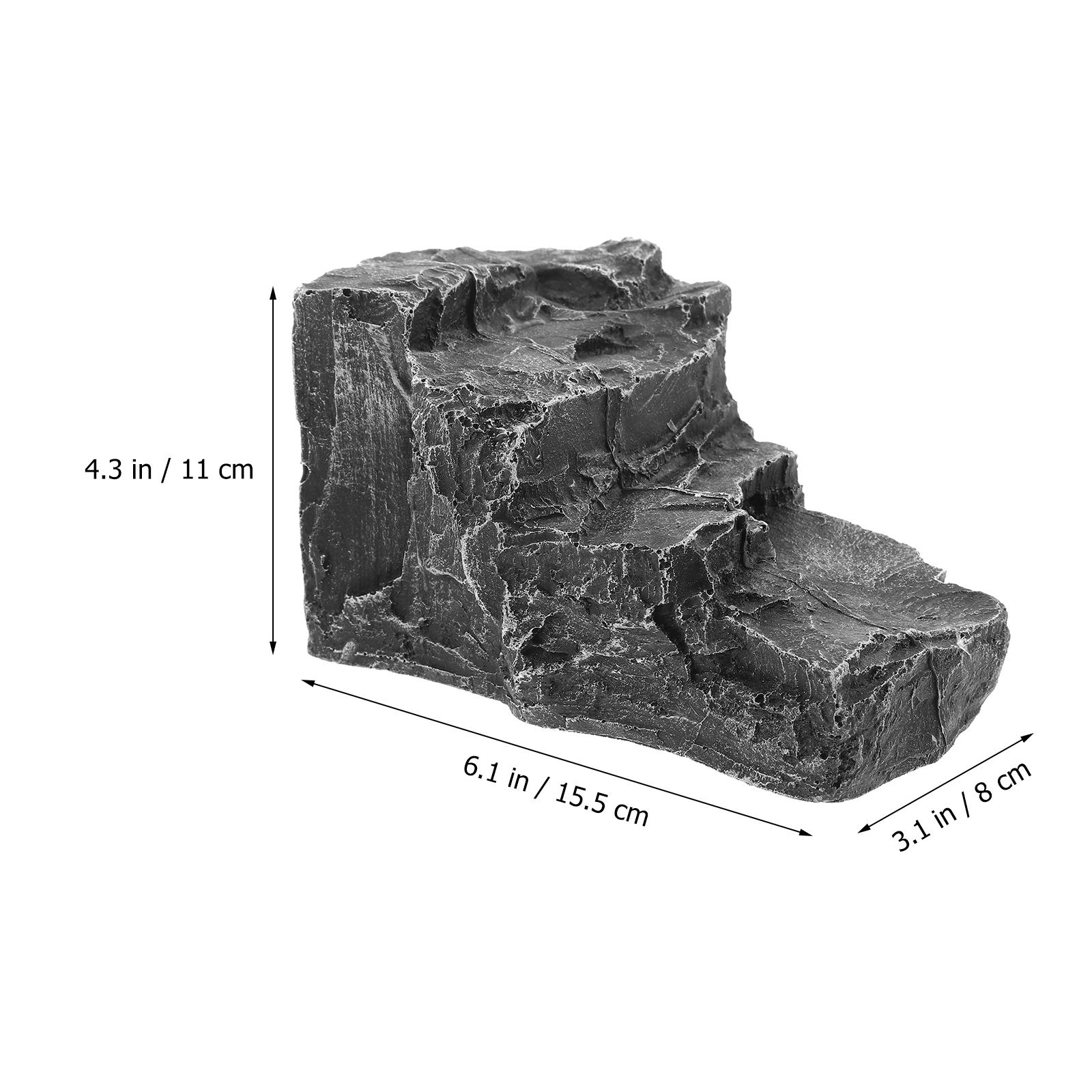 Платформа для грения черепах из смолы, аксессуары для аквариумного террариума, декор для террариума рептилий, лестница для черепах, камни, имитация ландшафта 15.50X11.00X8.00CM