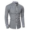 Men Shirt Business Single-breasted Stand Collar Formal Contrast Color Line Autumn Shirt for Work