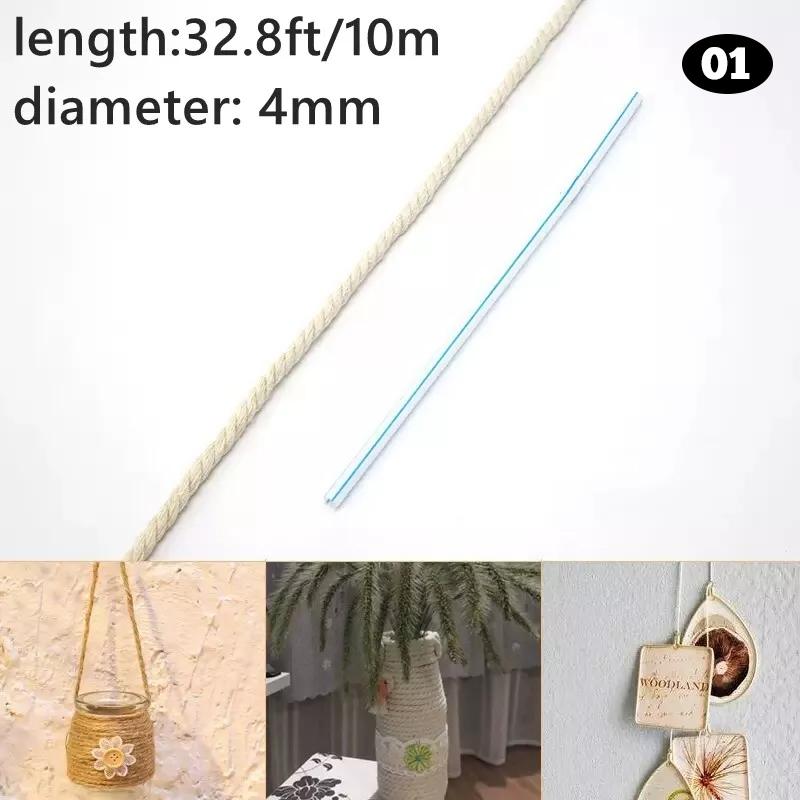 2/5/10m Three-Strand Braided Cotton Rope Handmade Natural Beige Cord Twisted String DIY Knitting Wall Hangings Craft Material