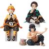 Anime Demon Slayer Sit Eating Rice Figure Tanjirou Nezuko Kyoujurou Tengen Tokitou Muichirou High Quality Figurine