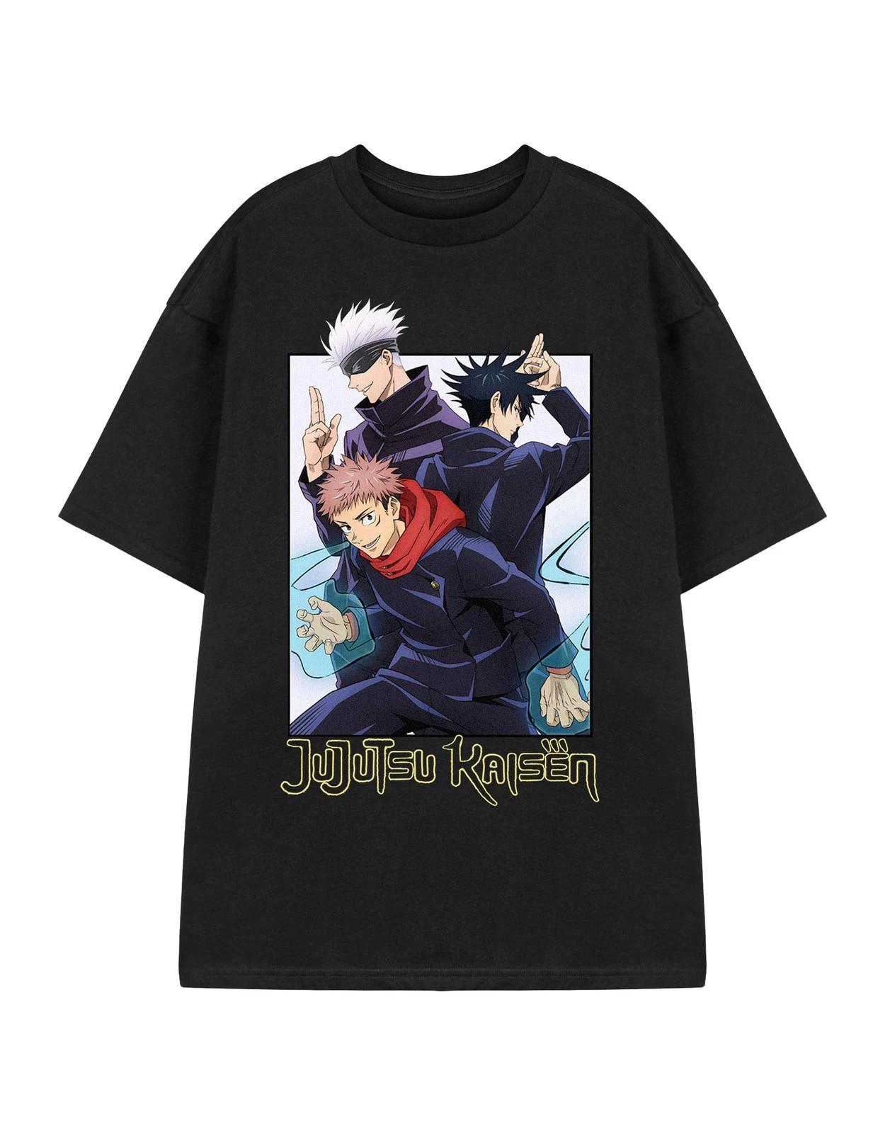 Jujutsu Kaisen Black Group Short Sleeved 100% Cotton T-shirt Mens Tees Top Mens L