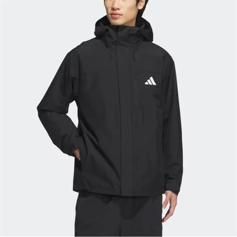 adidas 3-in-1 Water-Repellent Fleece-Lined Hooded Jacket Black JM9017