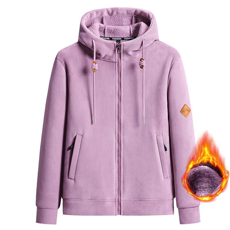 Winter Lamb Fleece Hoodie for Men Korean Version Thick Warm Coral Fleece Zipper Jacket Couple Hooded Coat Sudaderas Para Hombres