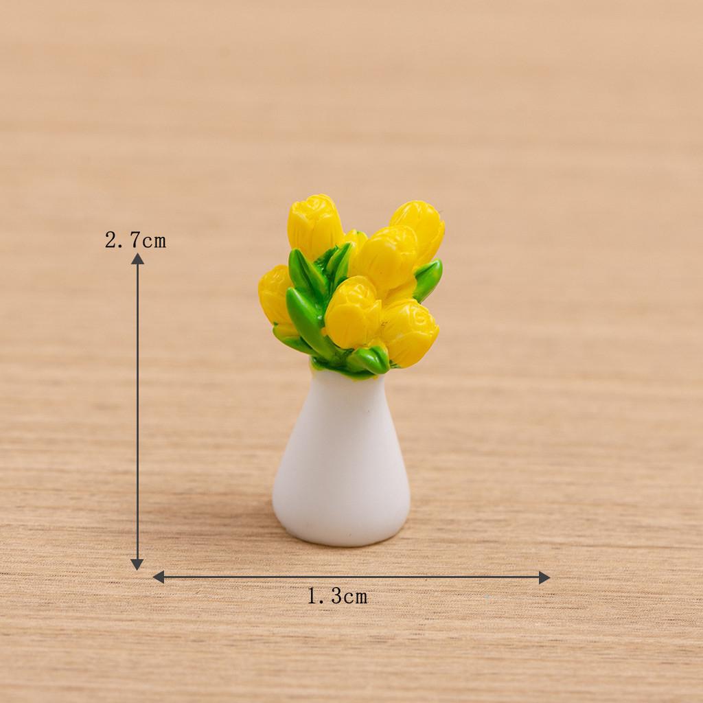 6Pcs/set Mini Flower Plant Bonsai Miniatures Resin Ornaments Moss Terrarium Micro Landscape Fairy Garden Decoration
