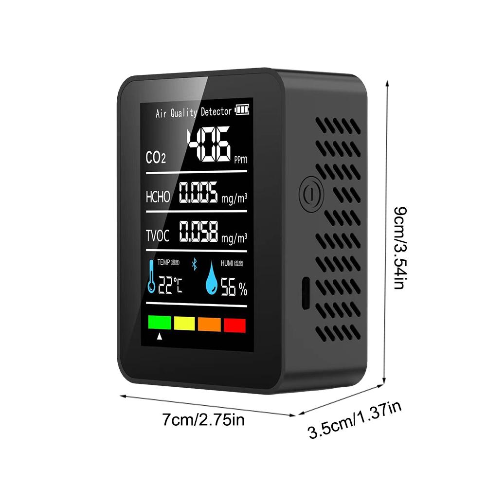5 In 1 Air Quality Monitor 2.8inch LCD Formaldehyde Detector Temperature Humidity Meter CO2 TVOC HCHO AQI Tester for Home Office