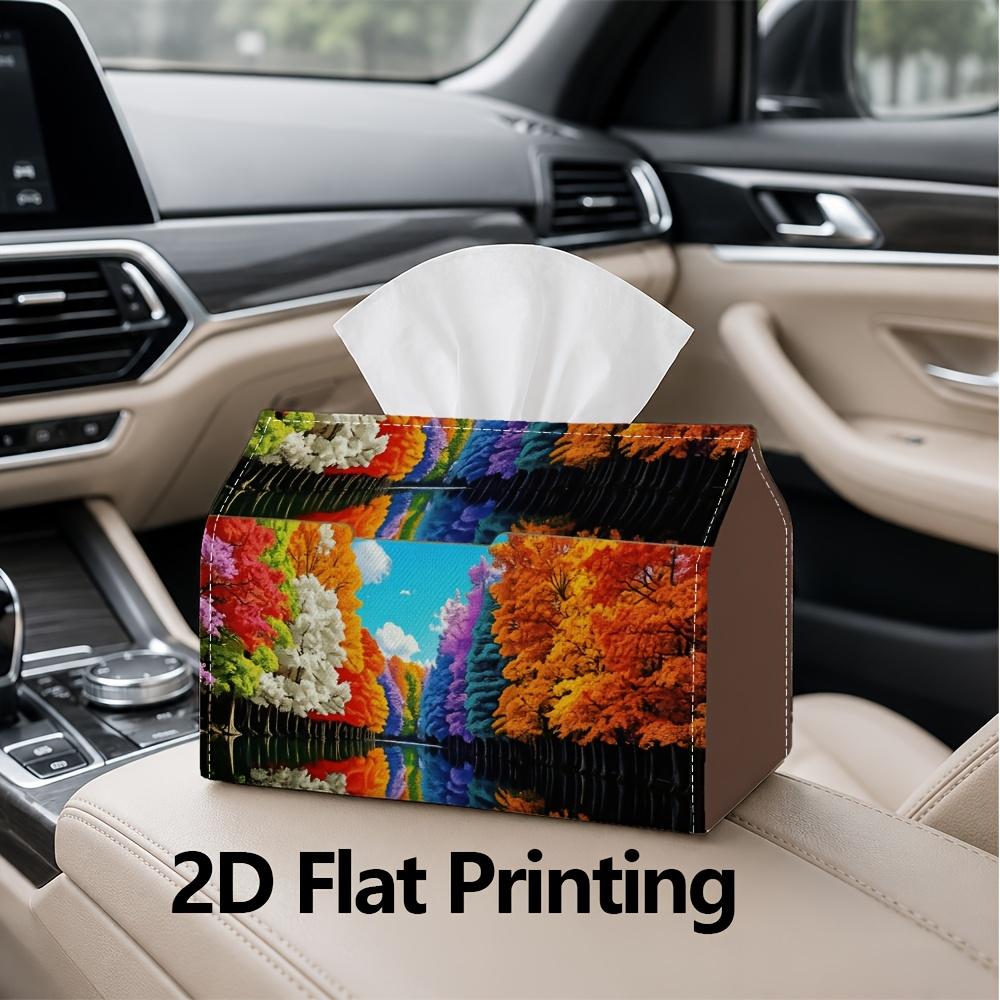 1pc, 2d Flat Printing, Tissue Box Multicolored Autumn Tree Reflections Pattern Printed Tissue Box, Suitable for Home Gatherings, Car Decoration Tissue