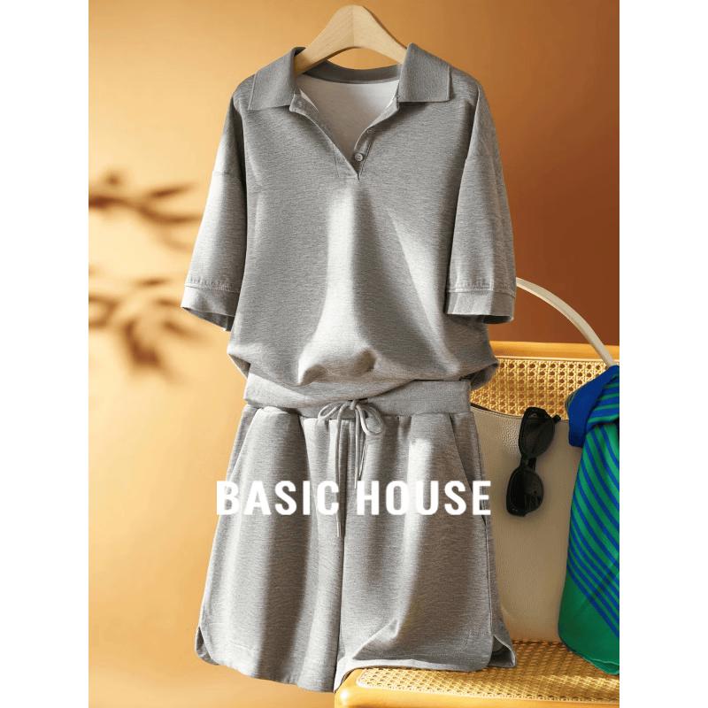 Basic House Women s Polo T-shirt  Straight Leg Pants Set S
