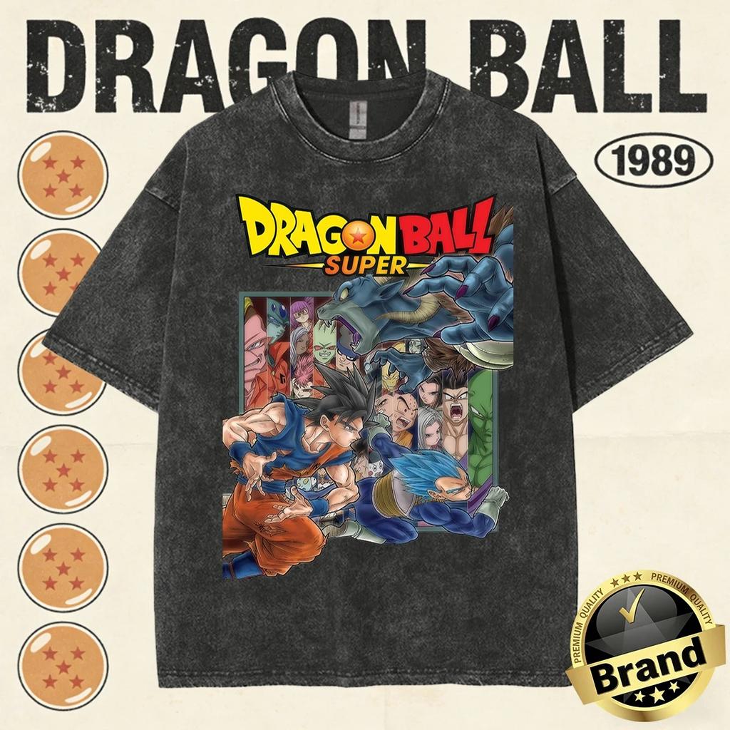Hot Sale Dragon Ball Graphic Print T-Shirt Men Women Vintage Washed Cotton Summer New Tee Streetwear Y2K Harajuku Fashion Casual Oversized Top