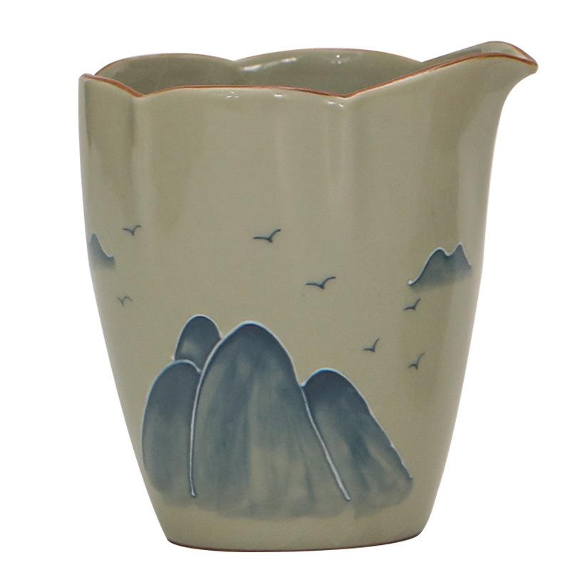 Stacked Carving Hand-Painted Geyao Yuanshan Fair Cup Retro Household Uniform Tea Tea Ceremony Accessories Ceramic Public Cup Tea Sea Tea Divider