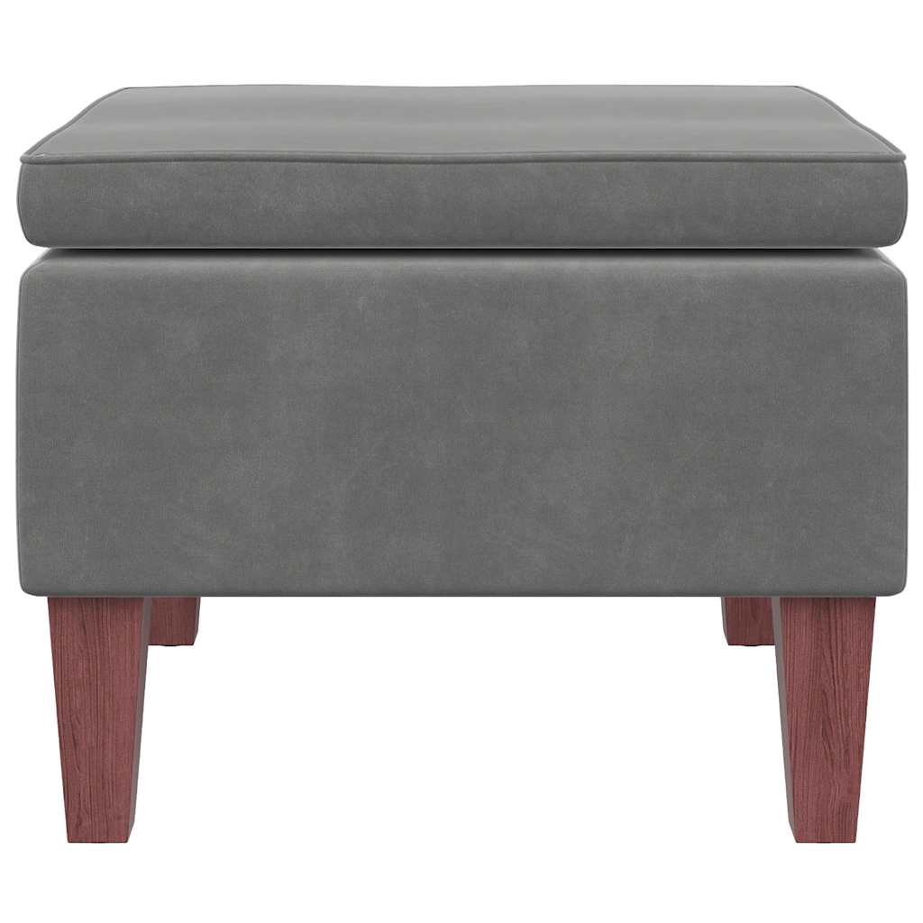 Vidaxl Footstool with Wooden Legs, Dark Gray, Upholstered In Velvet