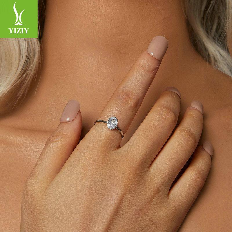 Bright Beauty One Carat Mozzarella Diamond Ring Wedding Ring, Light Luxury Temperament S925 Sterling Silver Ring
