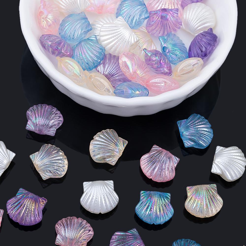10pcs 20pcs Colorful Resin Shell Beads Jewelry Making Plastic Ocean Loose Spacer Bead DIY Holiday Bracelet Necklace Accessories