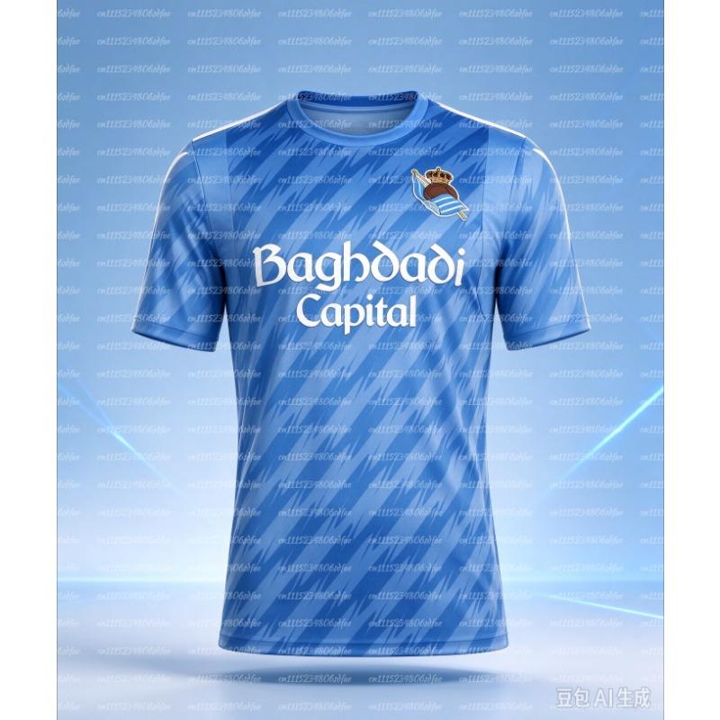 26‑27 Real Sociedad Football Jersey Shirt, Men Summer New Texture Print SoccerShirt, Training Breathable Quick Drying Sweatshirt