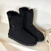 Women Winter Platform Snow Boots Warm Faux Suede Ankle Boots Thick Furry Lining Non‑Slip Short Booties For Cold Weather