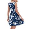 Women's Summer Fashion Casual V-Neck Pleated Stitching Hawaiian Floral Print Sleeveless Pocket Vest Dress