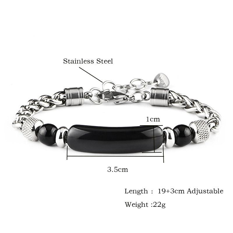3 Colors Stainless Steel Cuban Chain Bracelet Men Adjustable Unfading Tiger Eyes Obsidian Stone Braslet Cool Riding Accessories