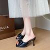 One Character Slim Heel Slippers Women Spring Summer 2026, Princess Style Butterfly Bow High Heels, Cool Slippers in Large Size