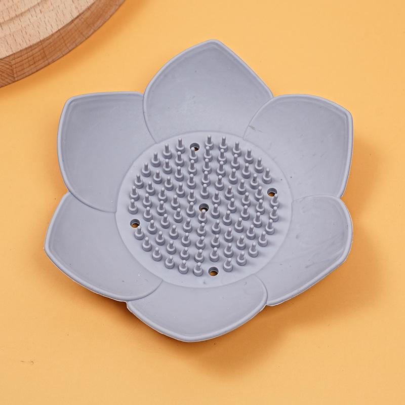Lotus 3D Silicone Soap Dish Punch-Free Storage Rack for Bathroom