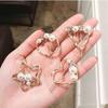 Women Hairpin Alloy Simple Style Geometry Round Triangle Love Pearl Side Clip Hairwear