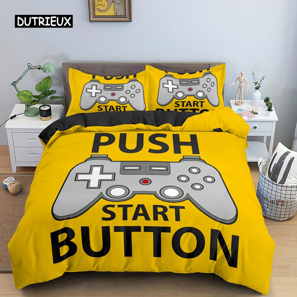 Game Handle Bedding Set Luxury Duvet Cover with Pillowcase Quilt Cover Queen King Bedding Cartoons Kids Boys Bed Cover Set Green