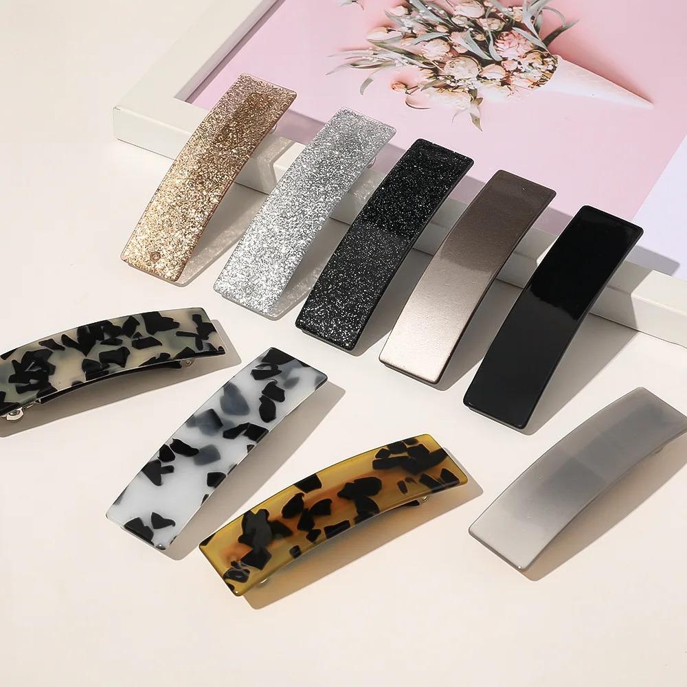 Acetate Square Hair Claw Spring Loaded Hair Clip for Women Messy Bun Forest Vintage Hair Accessory