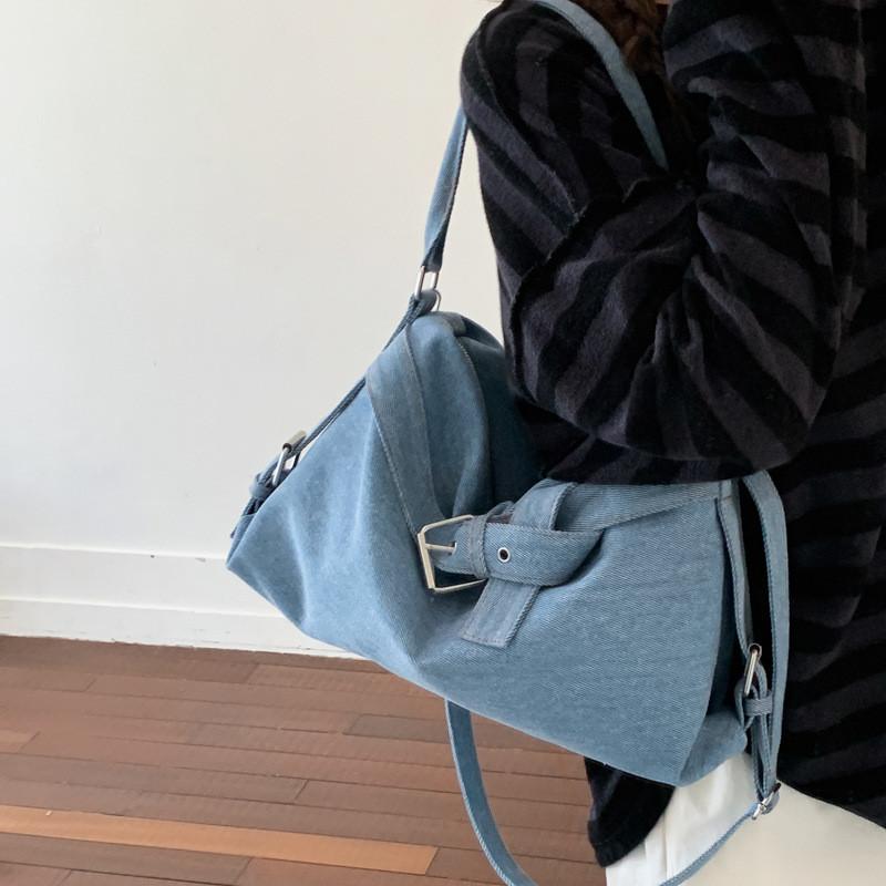 IELGY Denim Bag Summer Fashion All-Match One-Shoulder Large-Capacity Commuter Tote Bag