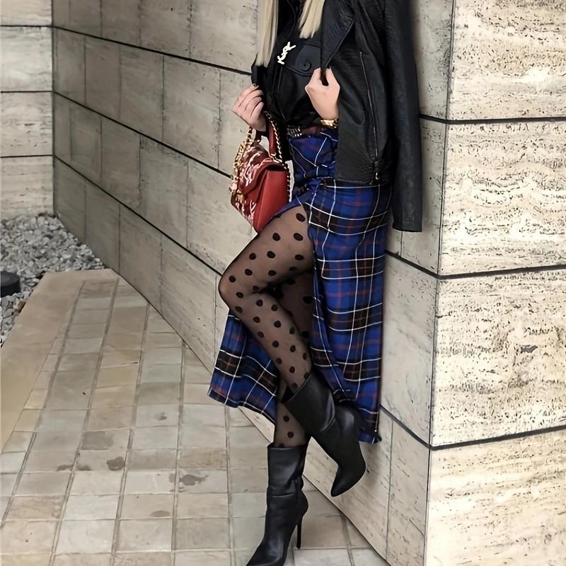 1/2 Paare Damen Strumpfhose mit Polka-Dot-Muster Sommer Leicht Atmungsaktiv Modisch Slim Fit Sexy Lässige Strümpfe