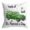 St. Patrick's Day Peach Skin Velvet Pillowcase, Green Four-leaf Clover Printed Sofa Pillow Cushion