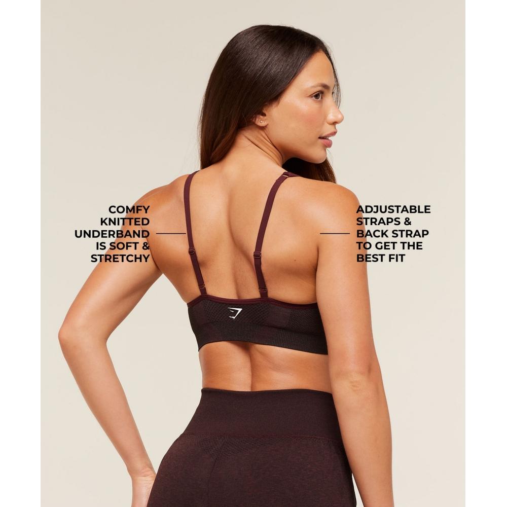 Gymshark Vital V Neck Sports Bra Rich Maroon Marl B3a4k Nc65