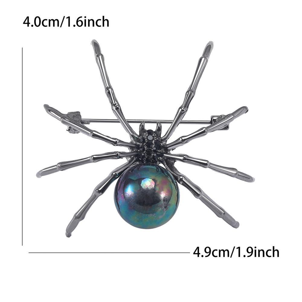 Exaggerated Design Spider Brooches White Pearl Black Pearl Punk Brooches Metal Pin Creative Design Animal Jewelry