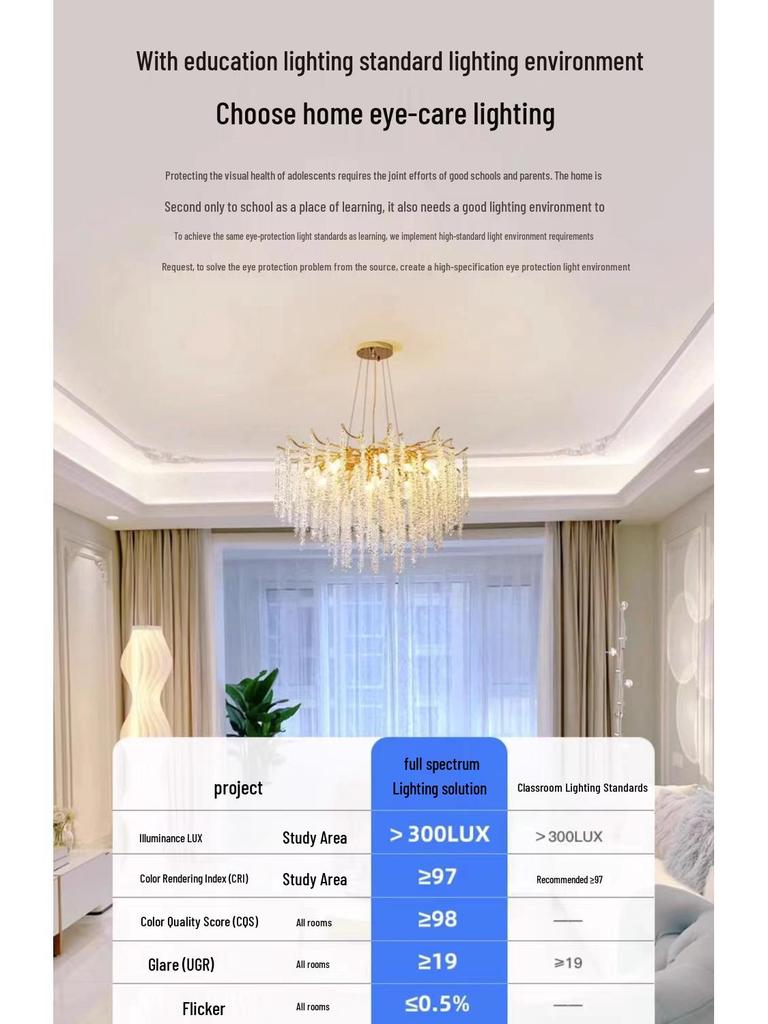 French Modern Crystal Branch Chandelier - Luxury Living Room Light
