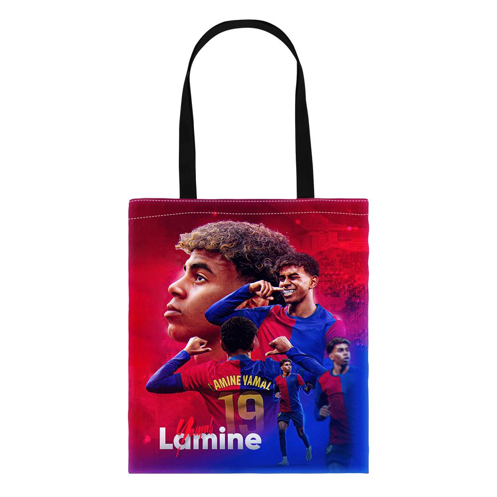 Voetbal Sterrenpatroon Tote Bag, L-Lamin Yamal Boodschappentassen Opbergtas School Schoudertas, Boekentas School Schoudertas