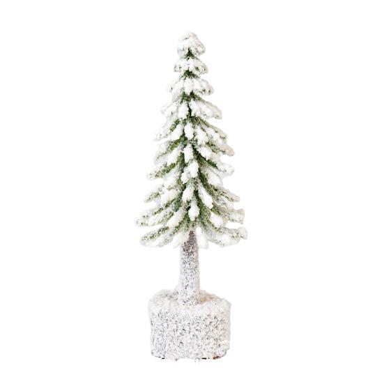 Mini Christmas Tree Artificial Bottle Brush Tree With Wooden Base Small Snow