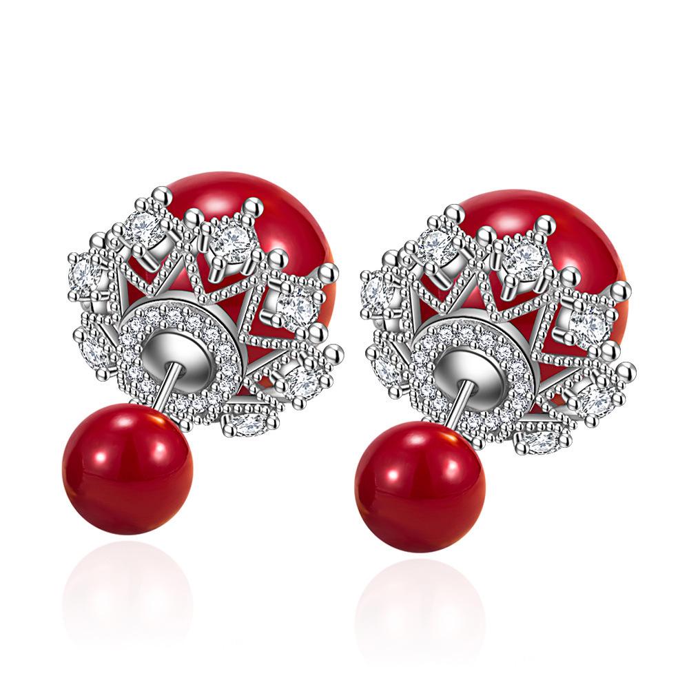 Roztomilé oboustranné náušnice s perlovou krajkou - Valentýnský a vánoční dárek pro ženy