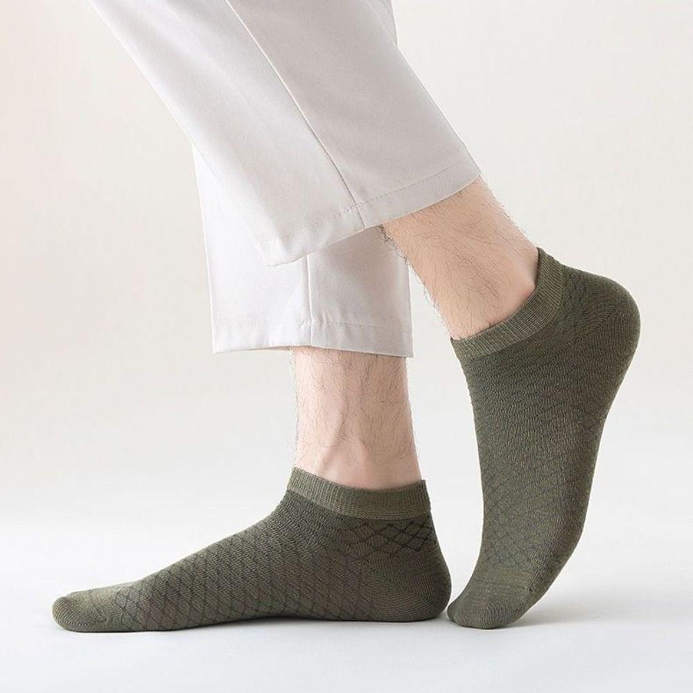 5 Pairs Summer Breathable Men's Mesh Socks Sweat-absorbing Thin Cotton Male Short Socks Low Tube Sports Ankle