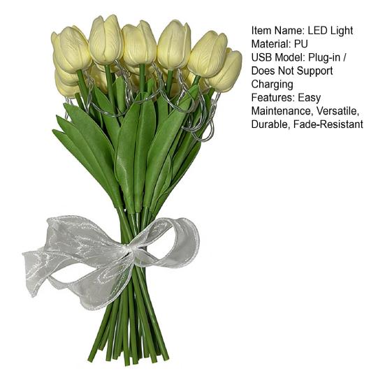10Pcs Tulip Flower LED Lights USB Powered Warm Glow Faux Flower Lamp for Bedroom Living Room Wedding Decor Creative Ambient Night
