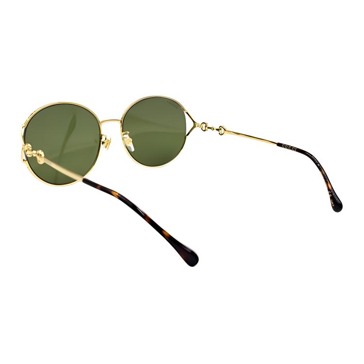 GUCCI Horsebit Sunglasses Women's Gold/dark green