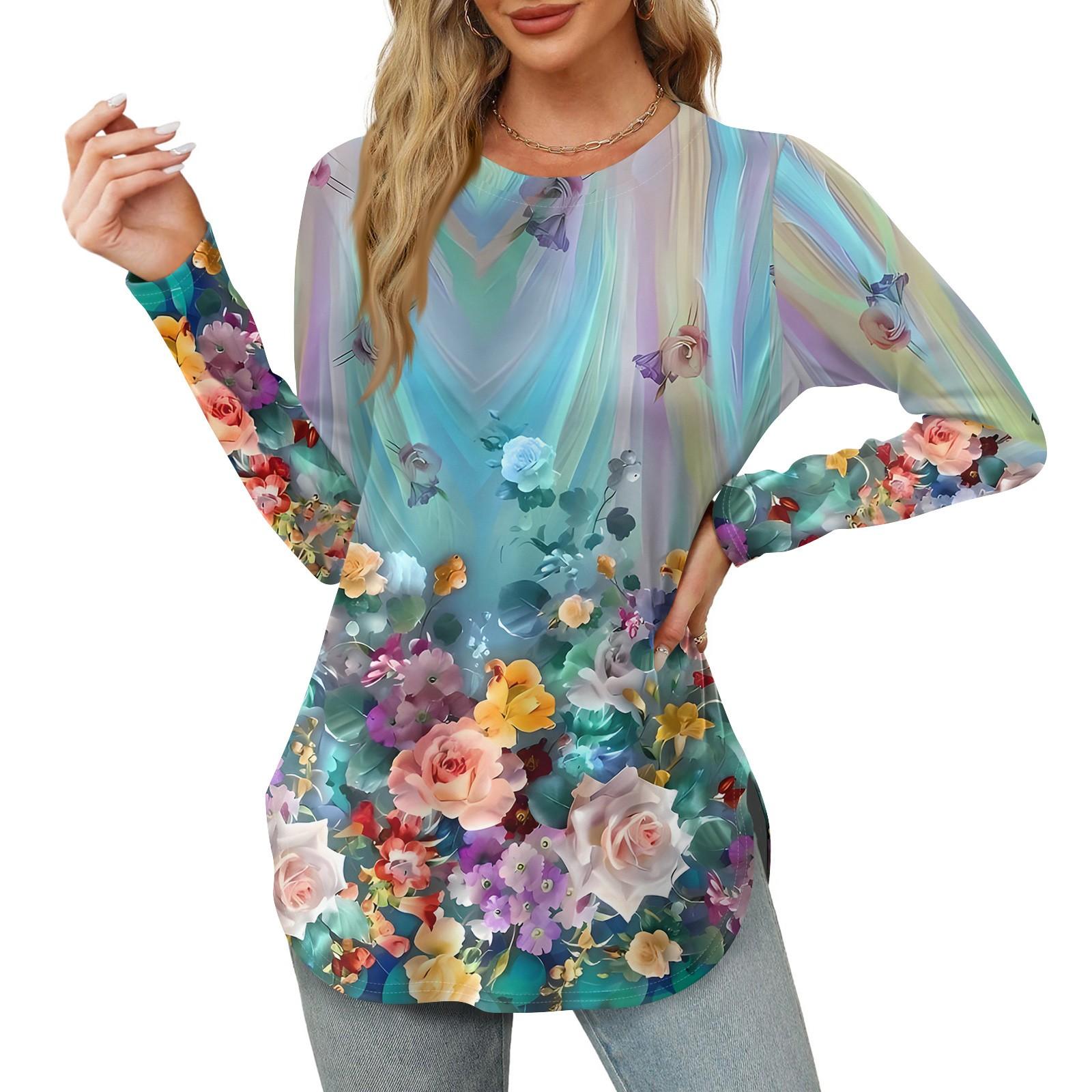 Женские рубашки с длинным рукавом и круглым вырезом — фото 17