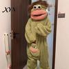 Warm Plush Onesie Funny Wearable Big Mouth Pajamas for Kids, Adults, Soft Kids Sleepwear Fleece Cozy Home Loungewear, Hooded One-Piece Jumpsuit Dress