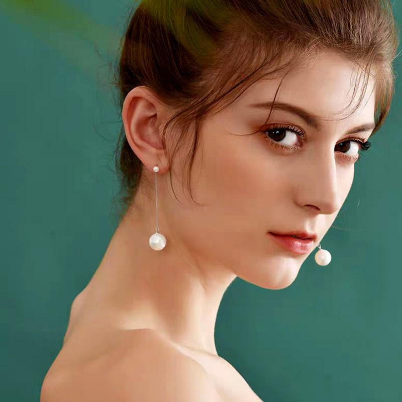 Cercei cu lanț lung, cu perle simulate, gri, superbi, de epocă, bijuterii de nuntă elegante pentru femei Zd1 Xs2