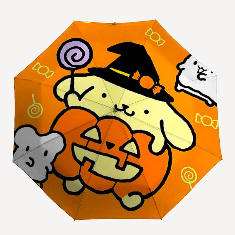 1pc Halloween Pompompurin Pumpkin Jack-o'-Lantern Automatic Opening/Closing Umbrella with Foldable Design, 8-Bone Iron Frame, Outdoor Use, Festival Gi