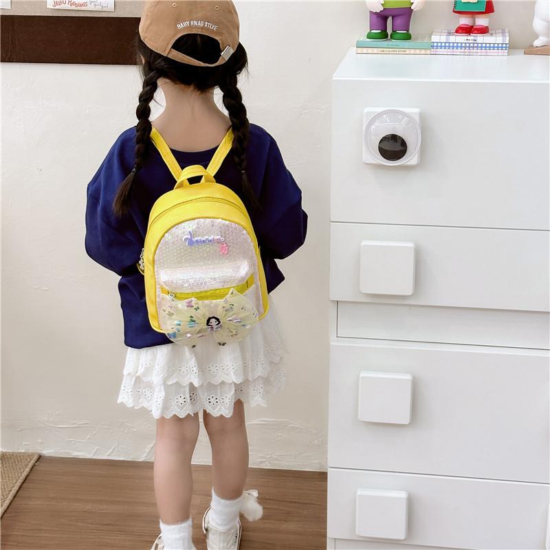 Cute Bowknot Children's Backpack Soft Adorable Girl's Pu Leather Princess Bag For Kindergarten